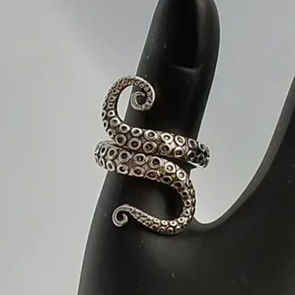 Men's Silver Octopus Punk Style Ring